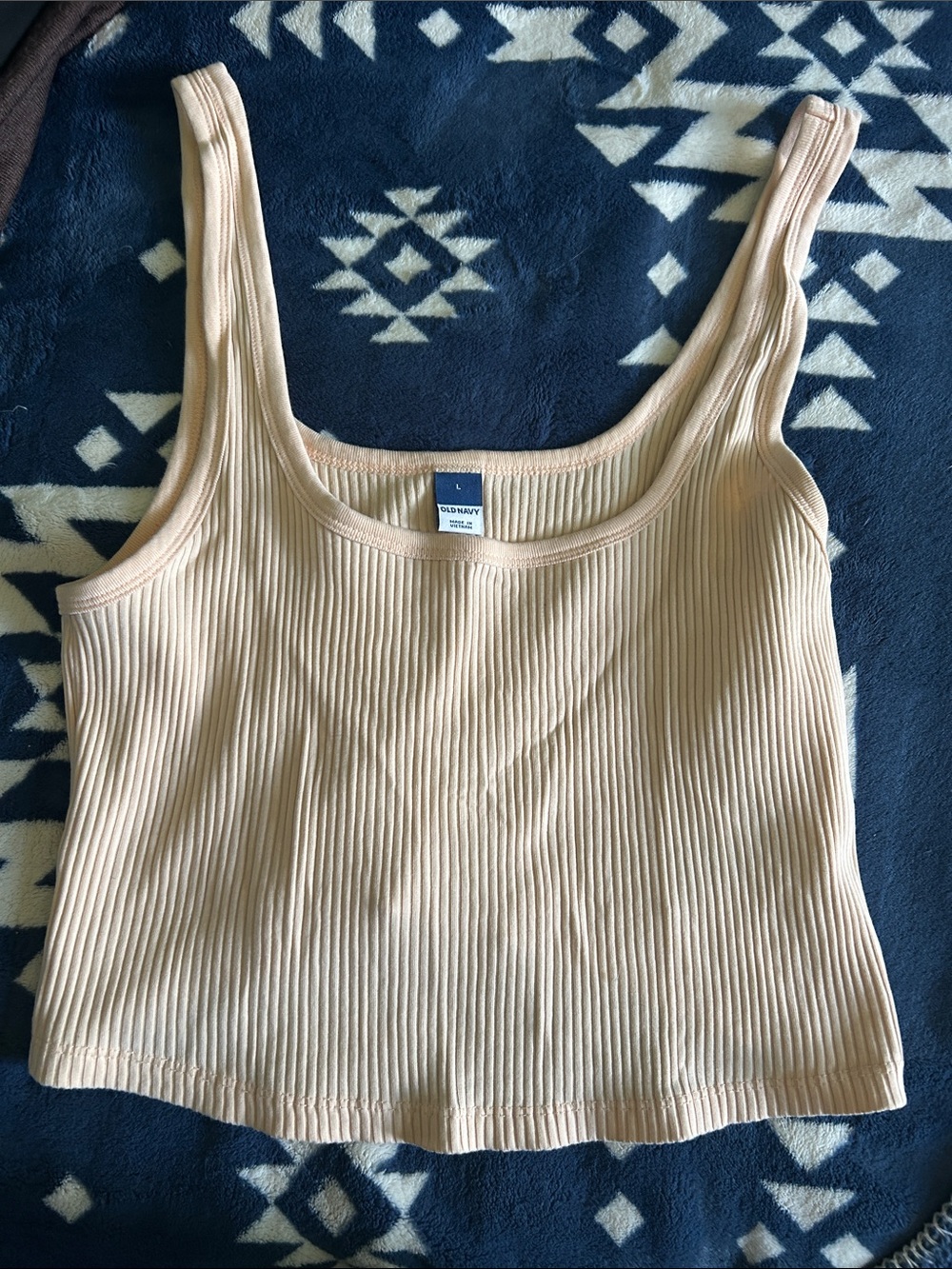 Old Navy Ribbed Crop Tank Top in Light Beige